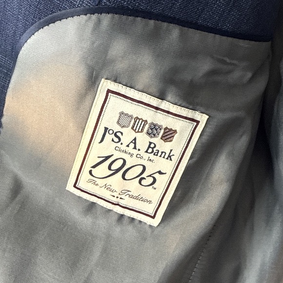 Jos A Bank Linen Tailored Fit 44S Blue‎ Window pane Plaid Men's Blazer EUC - Picture 8 of 16